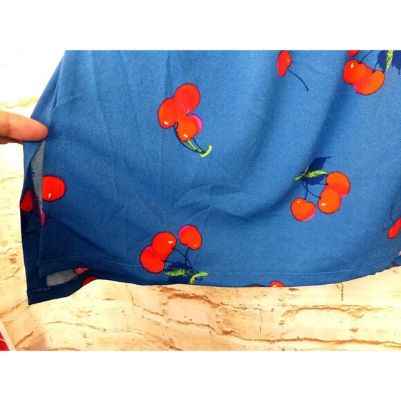 Modcloth Tank Top Womens XS Blue Cherry Bomb Print Coquette 90s Kidcore Retro - Picture 8 of 15